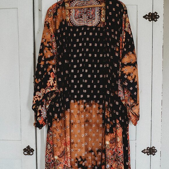 New Boho Floral Kimono Sleeve Cardigan Floral Top Duster Women's - Picture 3 of 6